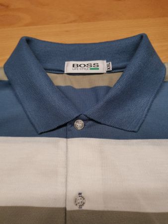 Polo-Shirt BOSS LIFE STYLE, blau-grün-beige