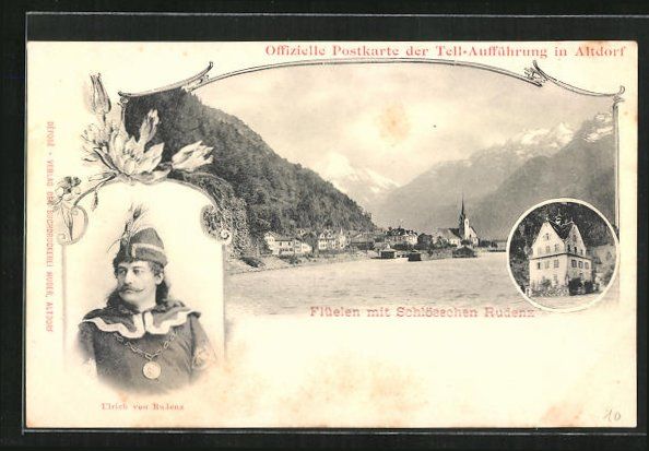 Cartes postales: Flüelen, Ortsansicht mit Schlösschen R – D'occasion à Berlin par bartko-reher