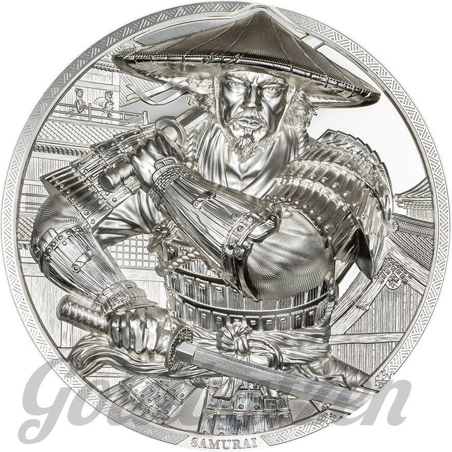 Alle Münzen: Cook Islands Silber Samurai 5 oz PP 2025 – Neu und originalverpackt aus Liestal von Goldbatzen