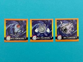 Artbox Pokémon 1999 Sticker Tentacool, Poliwhirl & Cloyster
