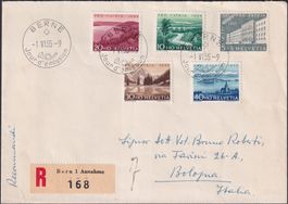 1955, FDC mit B71-B75 von BERN nach Italien, sauber.