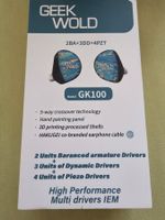 Geek Wold GK100 Tribrid IEM (2 DD + 3 BA + 4 Piezo-Treiber)