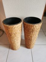 2 Blumenübertopf Rattangeflecht mit Einsatz Ø 20cm H 60cm