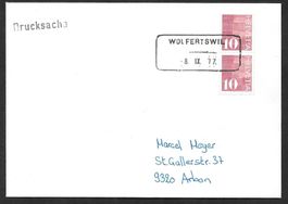 Brief Aushilfsstempel WOLFERTSWIL 8.IX.77 (SG)