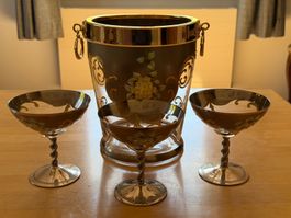 Murano Champagner Kübel und 3 Gläser