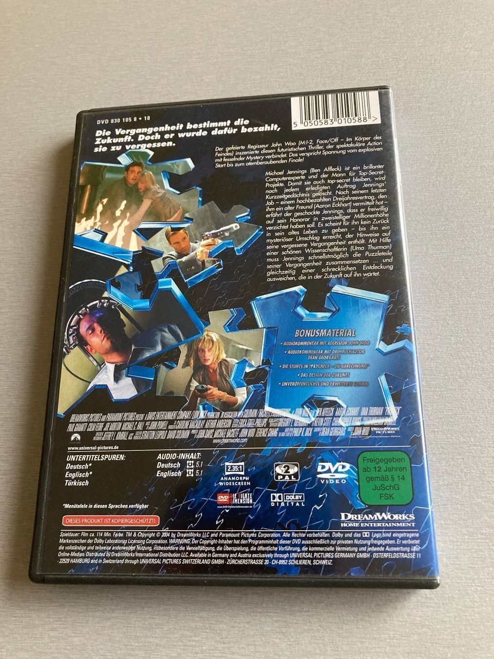 Tutti i DVDs: PAYCHECK - ACTION DVD – Usato da Wald ZH venduto da Liedermacher 1