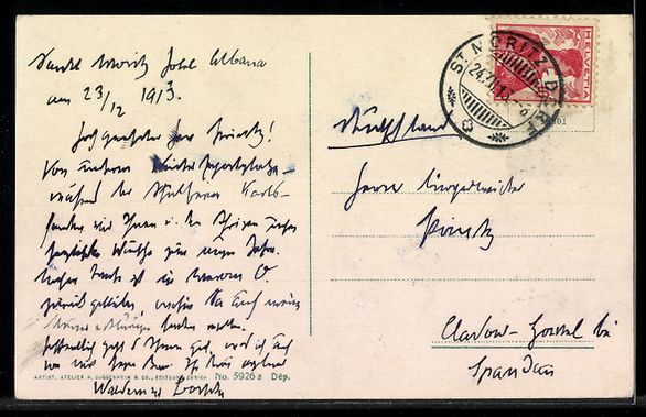 Cartoline postali: AK St. Moritz, Hotel Albana, 1913 – Usato da Berlin venduto da bartko-reher 1