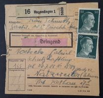 DEUTSCHES REICH PAKETKARTE SCHUTZHÄFTLING KZ NATZWEILER