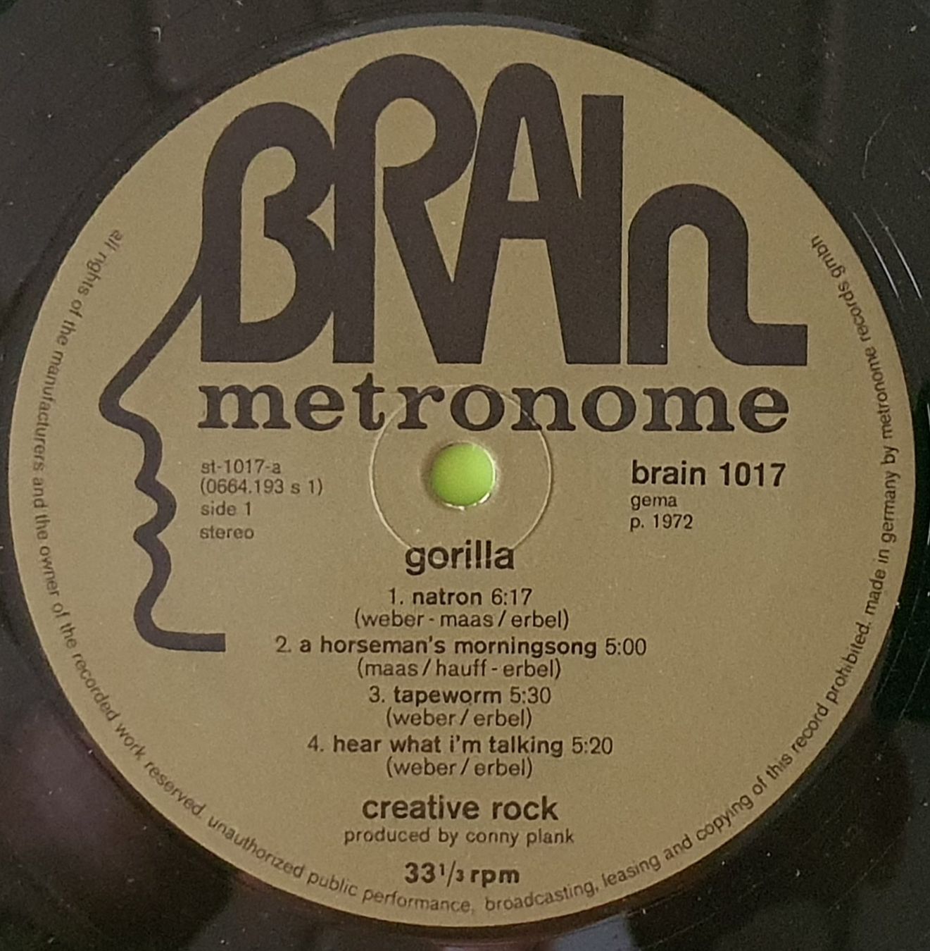 Dischi in vinile: Gorilla-Creative Rock -Brain Metronome 1017-1972 / 380 – Usato da Grenchen venduto da sale.manager 6