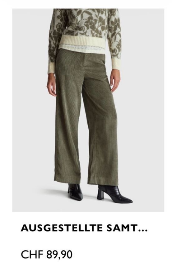 Benetton Pantaloni: Olive Grüne Benetton Samthose Grösse 40 – Nuovo e nell'imballaggio originale da Schaan venduto da Hermine2018