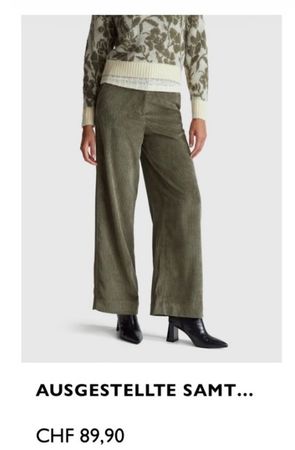 Olive Grüne Benetton Samthose Grösse 40
