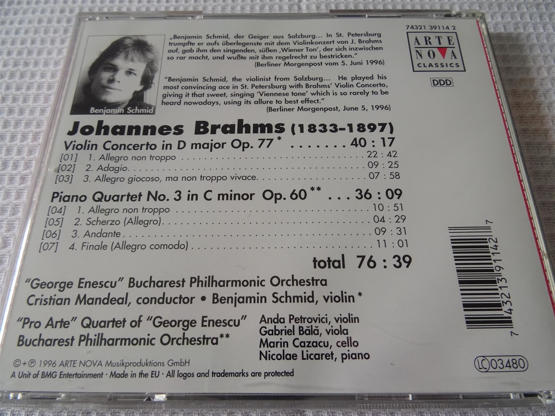 CD: Johannes Brahms, Violinkonzert – Usato da Bilten venduto da Bora3 1