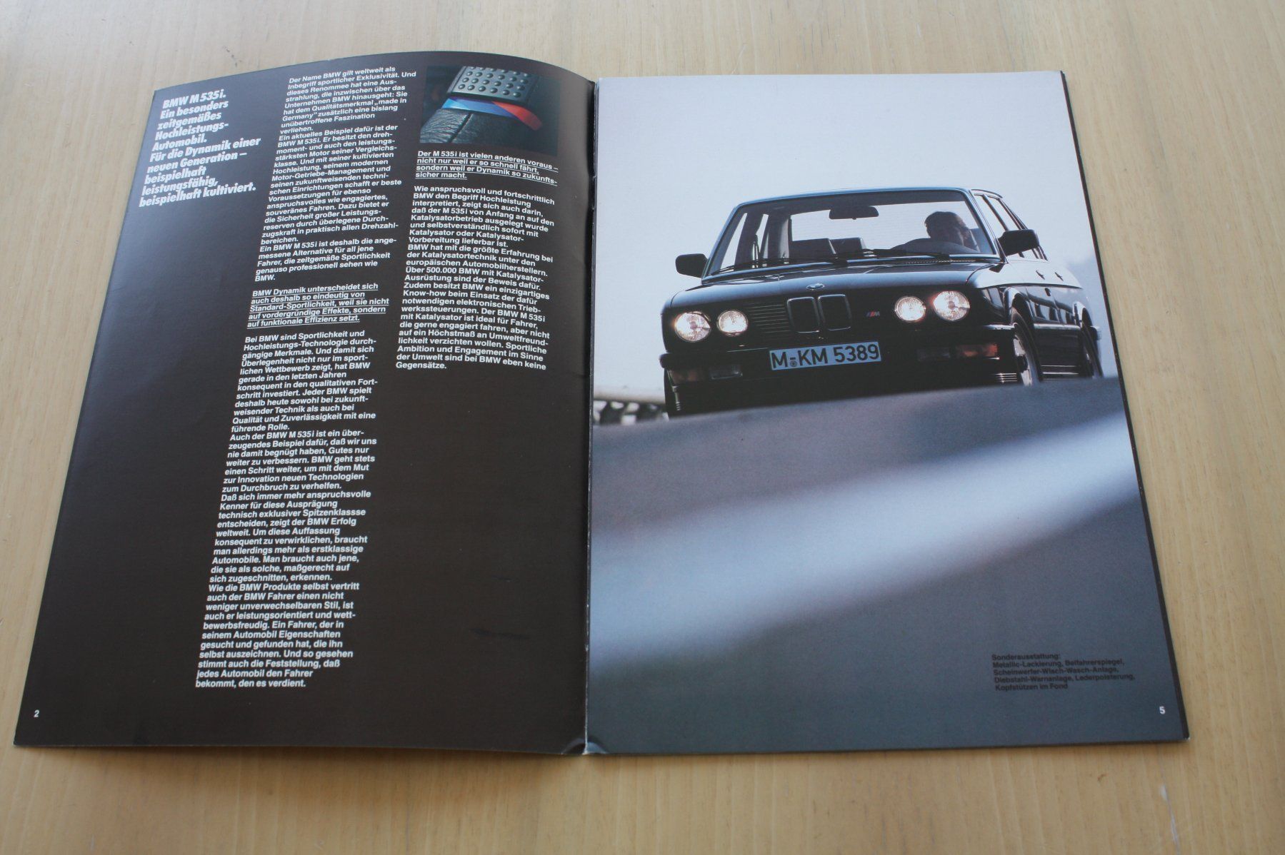 BMW Documenti: BMW M 535i Katalysator Modell E28 Prospekt 2/1985 – Usato da Wikon venduto da erwin400 1