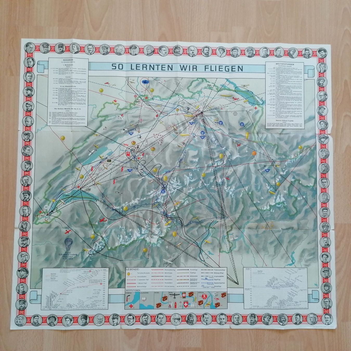 Sonstiges zu Militär: Luftwaffe Luftfahrt Karte von 1939 – Antik aus Niederönz von guisan45 3