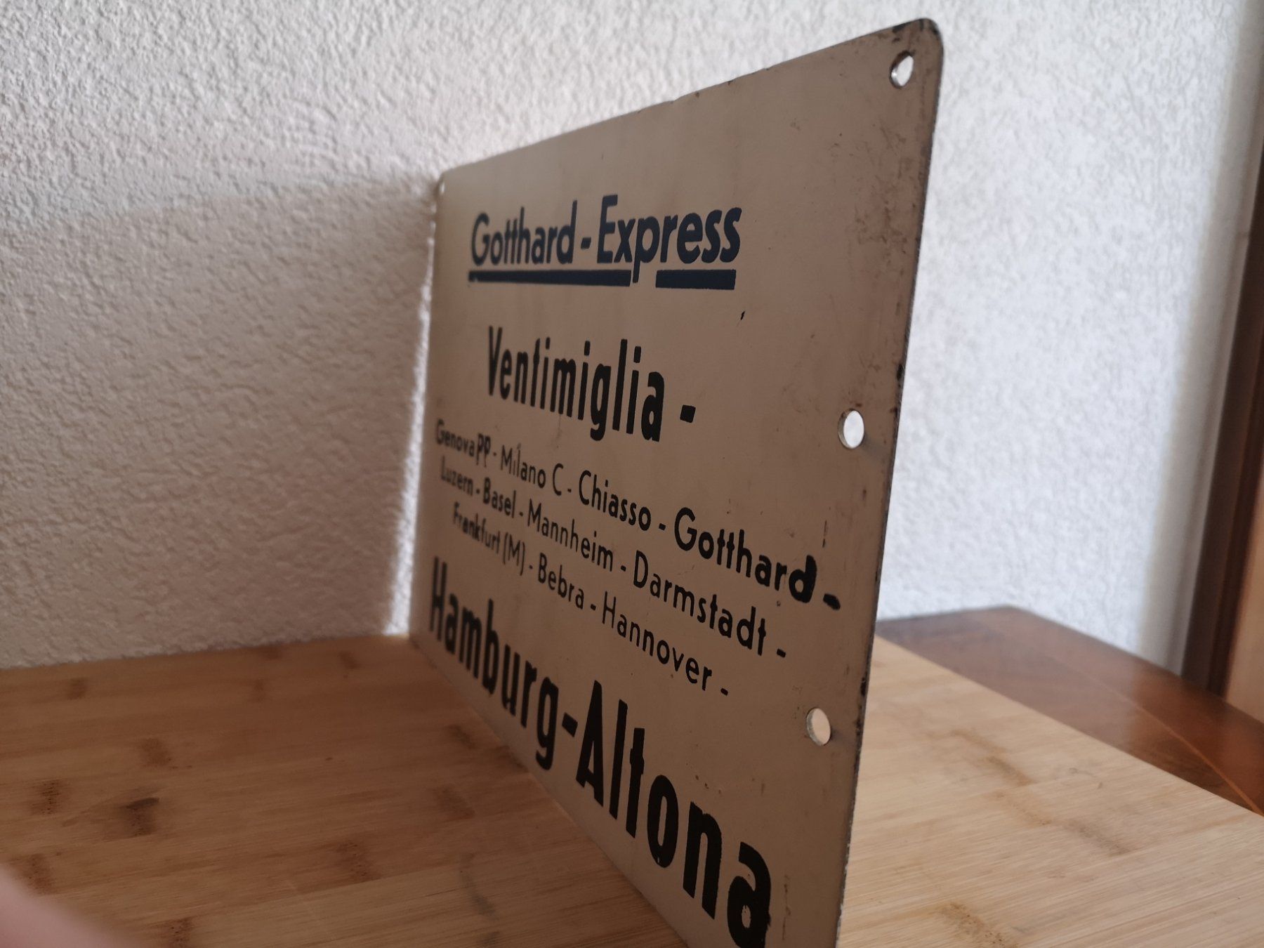 Schilder: Rarissime plaque de train Gotthard-Express – Gebraucht aus Conthey von Cathlouz 1