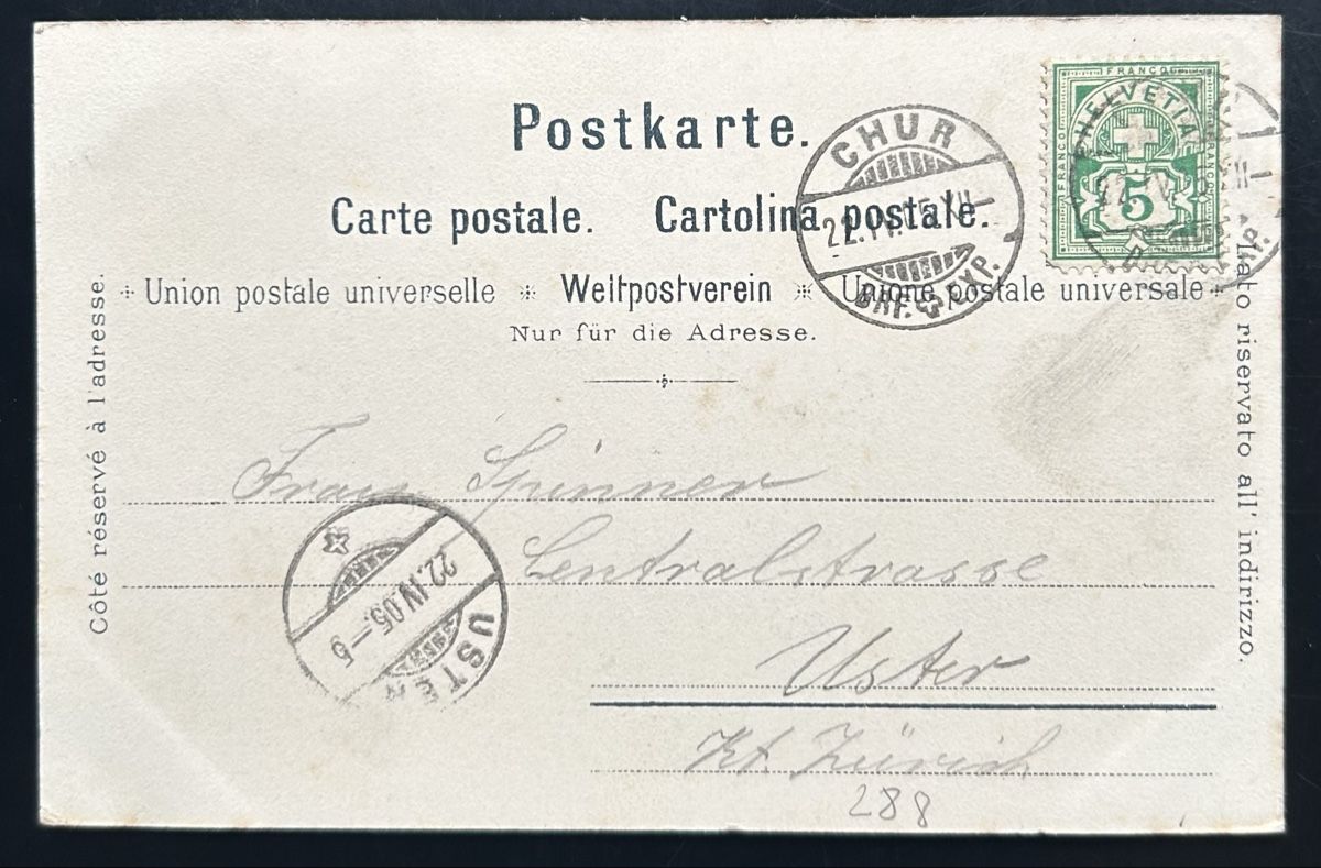 Cartoline postali: AK Chur Schlumpf Karte  – Usato da Horw venduto da Tellbub 1