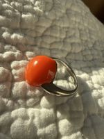 Silberring mit orangem Stein in gutem Zustand