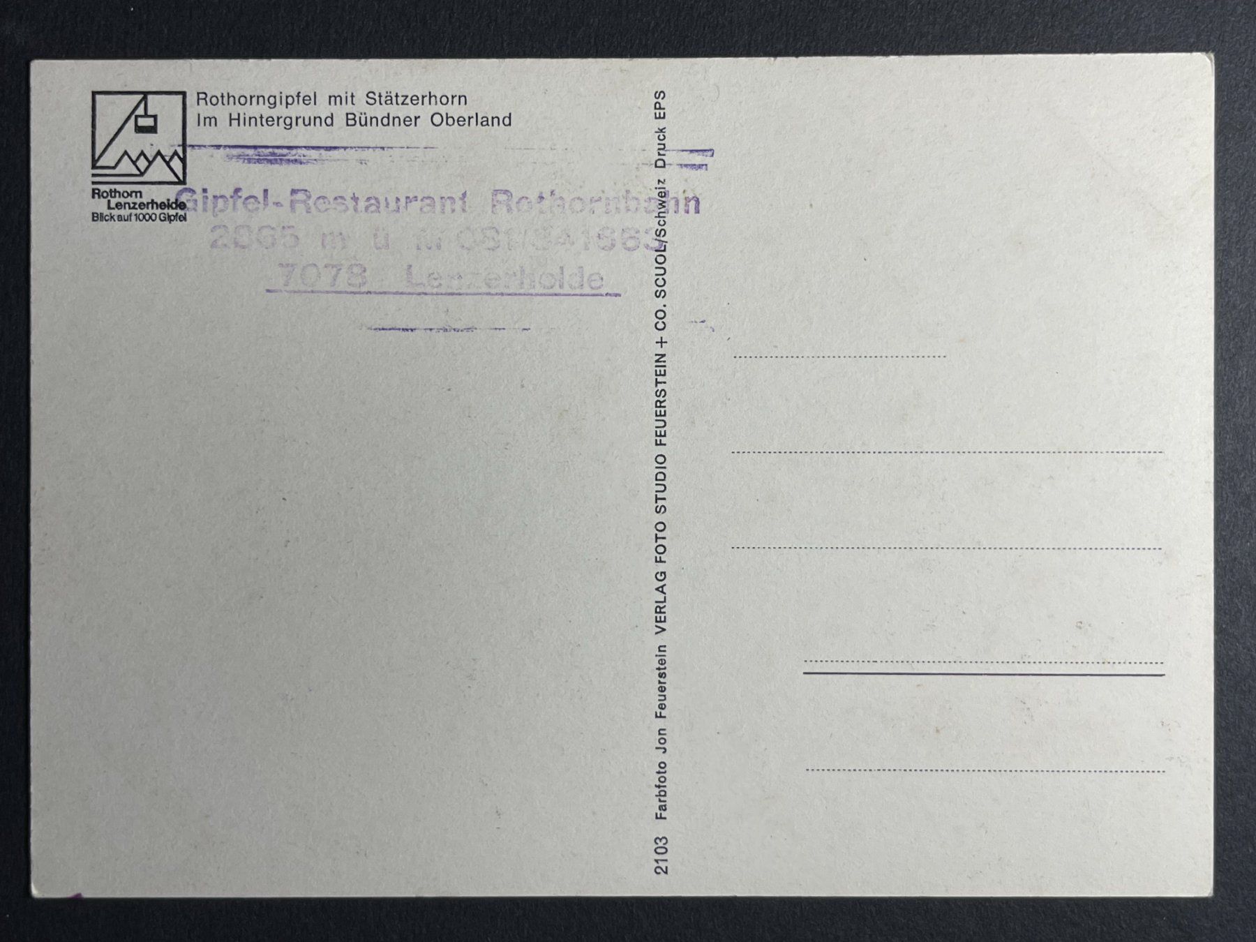 Ansichtskarten: Lenzerheide - Gipfel-Restaurant Rothornbahn – Gebraucht aus Steg VS von _vinci_ 1