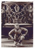 Nürnberg, St. Lorenz, Figur Adam Kraft, Fotokarte um 1955