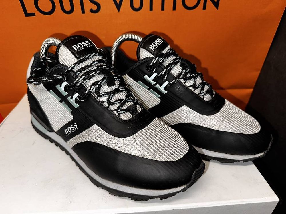 Hugo Boss Herren Leinenschuhe Sneaker Schwarz Boss Orange Schuhe