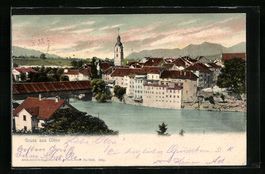 Olten, Kirchturm mit Ortsansicht am Flus