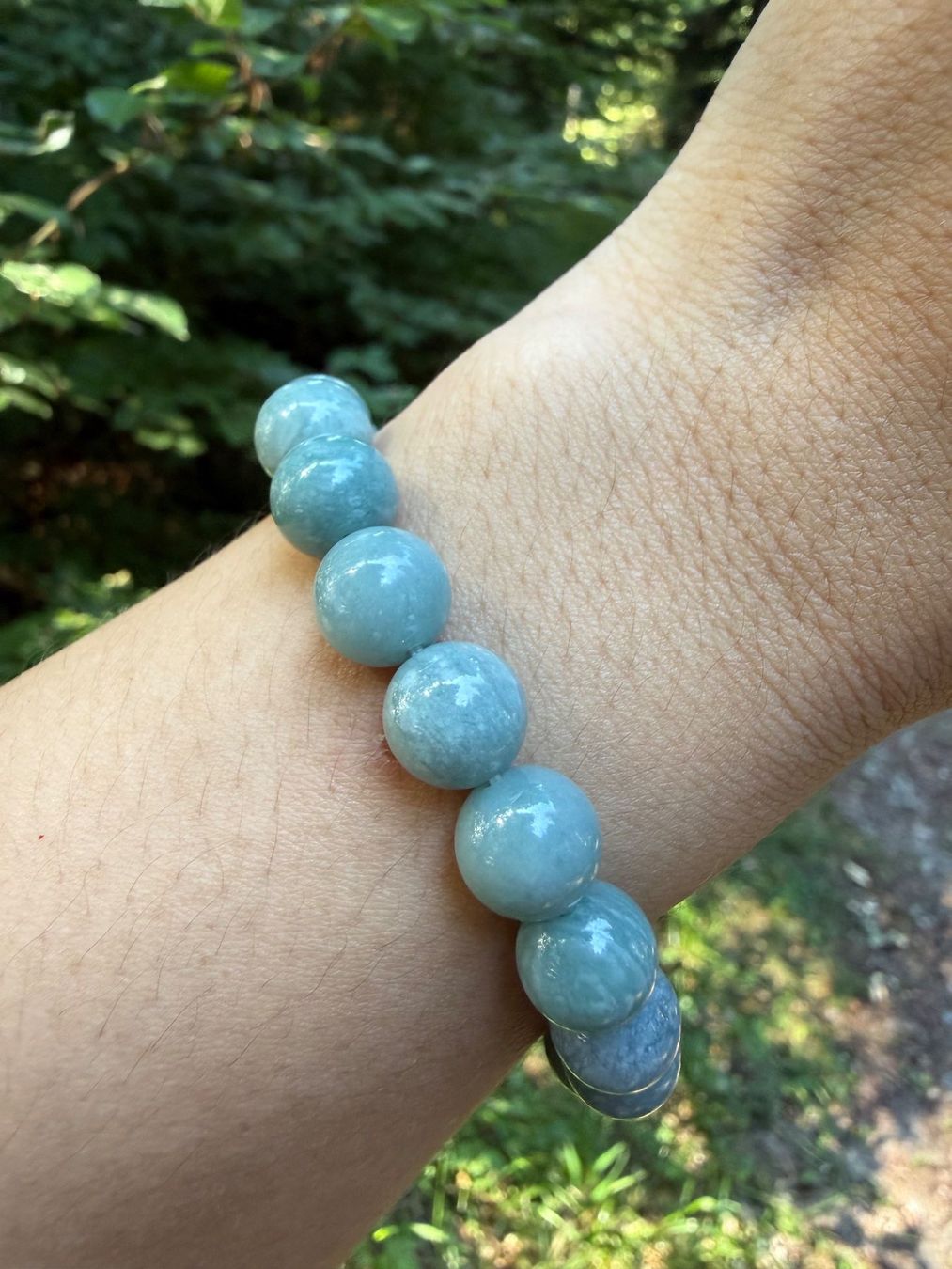 Bracciali & Braccialetti: Armband aus echten Blue-Wasserjade-10mm Perlen – Nuovo (secondo la descrizione) da Jegenstorf venduto da SteinGlanz 2