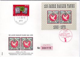 125 JAHRE BASLER TAUBE GEDENKBLOCKVIGNETTE - EV128