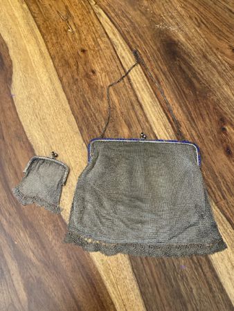 Geldbörse Kettentasche versilbert Vintage zwei Stücke