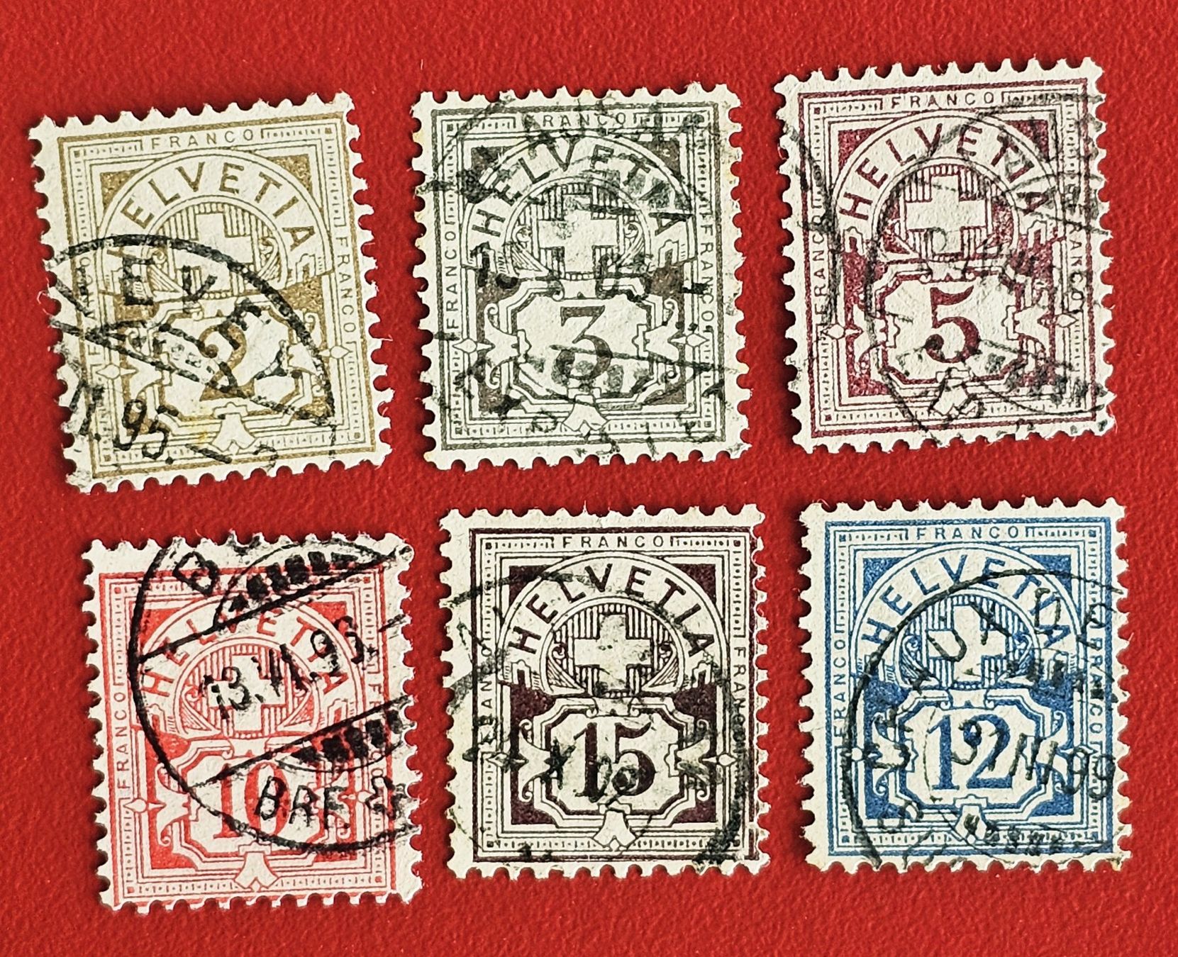 Alle Briefmarken: WERTZIFFER SATZ 58B - 64B 1894 GESTEMPELT – Gebraucht aus Düdingen von Quartierstrasse