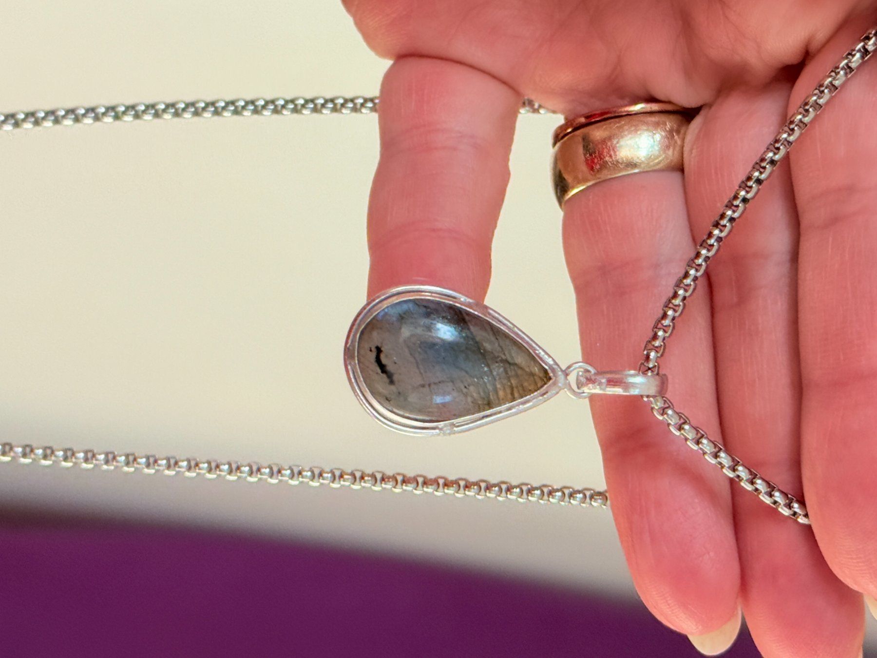 Catenine: Collier élégant avec Labradorite véritable, neuf! – Nuovo e nell'imballaggio originale da Genève venduto da AGBERG 2
