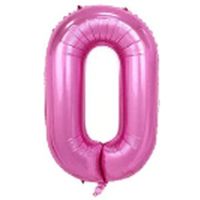 40" XL Metallic Zahlenballon Pink 0 - KOSTENLOSER VERSAND