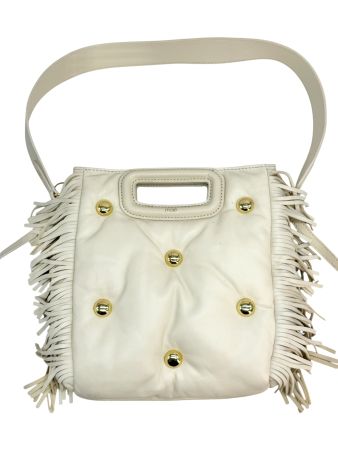 Maje sac cabas cuir matelassé clouté avec franges. Taille M