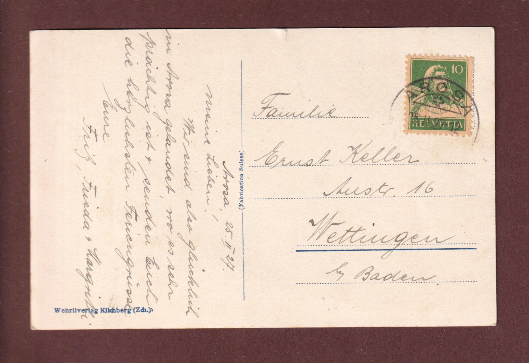 Ansichtskarten: AROSA - Kirche - 1927 – Gebraucht aus Pully von nicecards 1