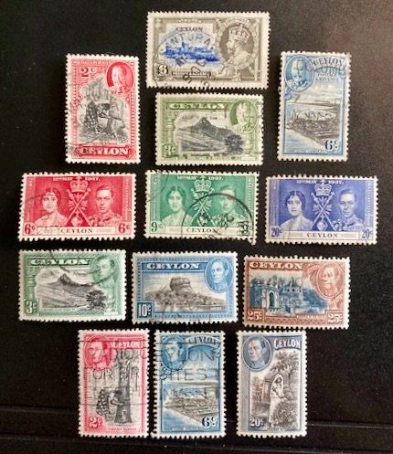 Alle Briefmarken: Ceylon (1935-1949), 13 Werte # – Gebraucht aus Hermetschwil-Staff von Starbliggi