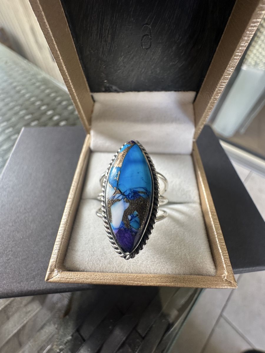 Anelli: Lila Dahlie Türkis Silber Ring – Nuovo e nell'imballaggio originale da Kriens venduto da Hortensie6