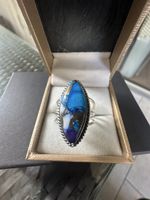 Lila Dahlie Türkis Silber Ring
