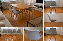 Lot de 4 chaises style scandinave  gris clair & bois