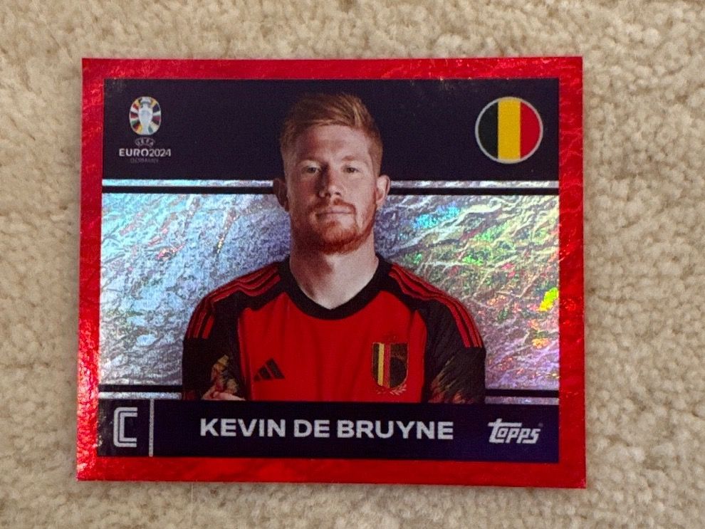 Sticker Kevin De Bruyne (BEL 2) - Bleu - Euro 2024 Topps - NEUF
