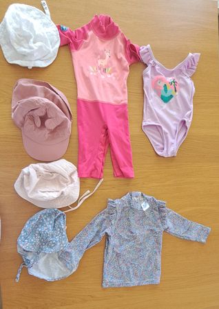 maillot bain fille 1-2 ans avec chapeaux
