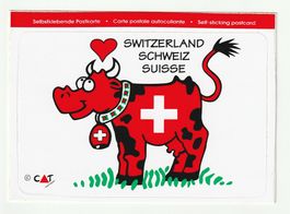 Selbstklebende Postkarte Schweiz Kuh Motiv Neu