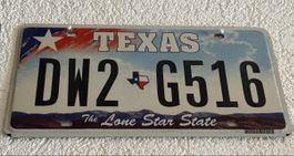 Texas Kennzeichen DW2 G516, USA Nummernschild, Deko!