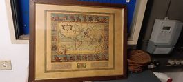 Coppia di quadri vintage con mappe antiche 
