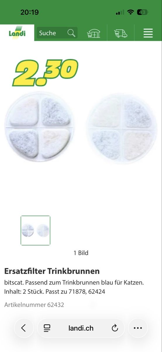Sanitari: 3 Ersatzfilter Trinkbrunnen Landi – Nuovo e nell'imballaggio originale da Düdingen venduto da belada.d