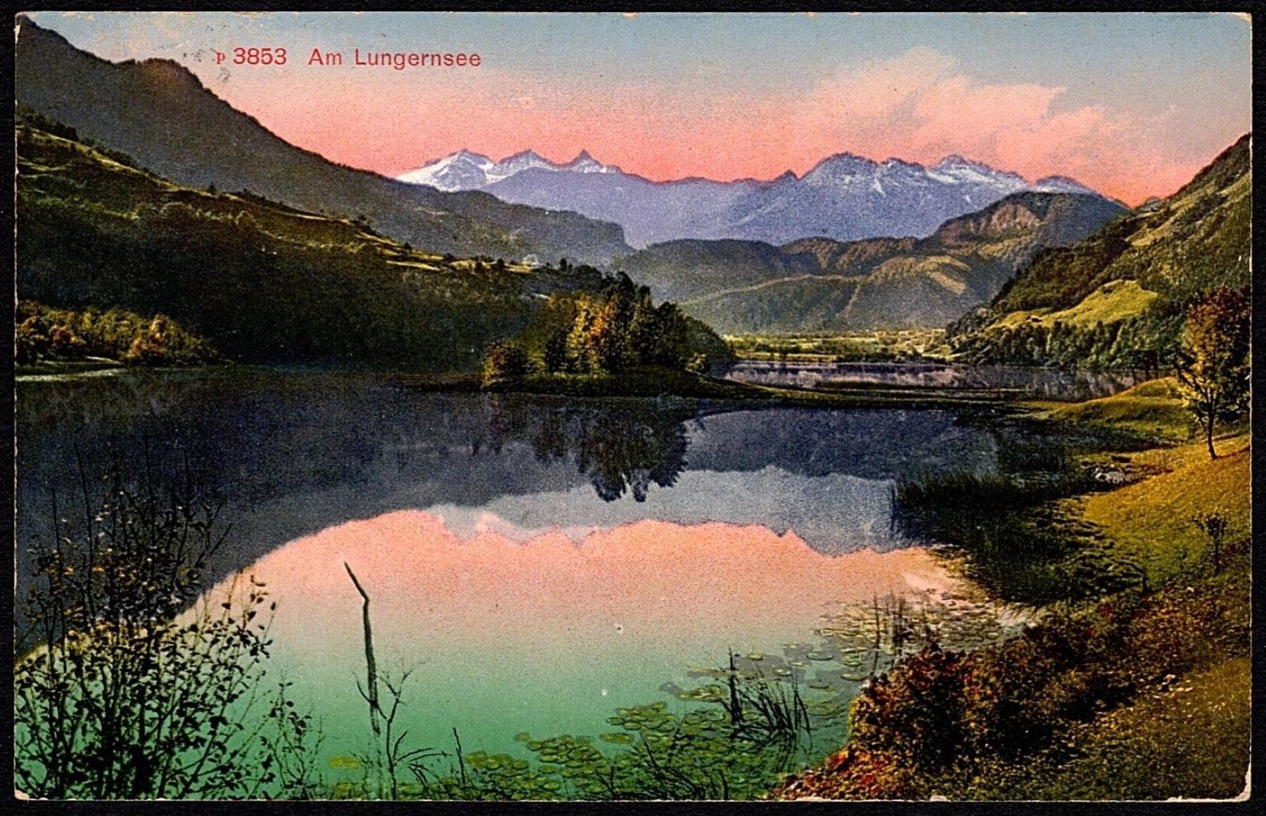 Cartoline postali: 1919_AK - Abendstimmung am Lungernsee – Usato da Thun venduto da Nissan