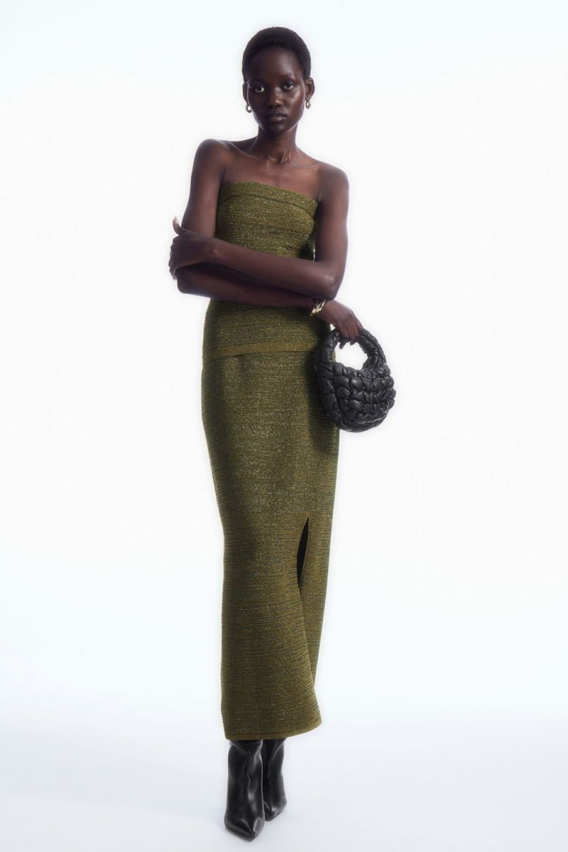 Cos Gonne: COS Skirt Metallic Knit Olive Green  – Usato da Corsier-sur-Vevey venduto da Kristina.Nova