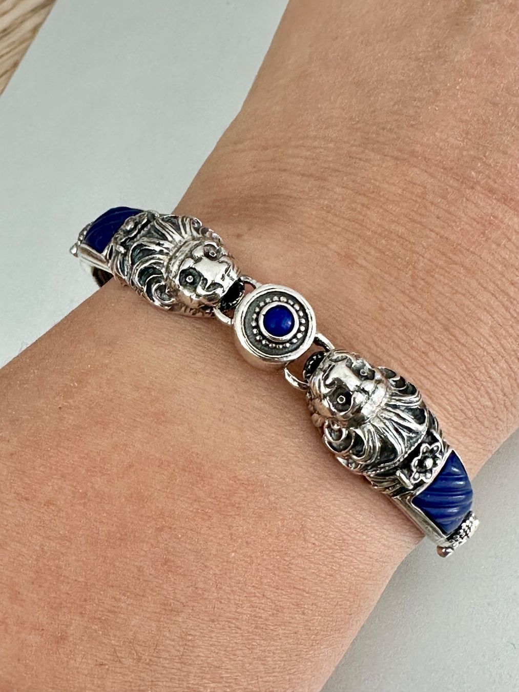 Bracciali & Braccialetti: Vintage 925er Silber Armband, mit Lapislazul – Usato da Onex venduto da Antiqueshow