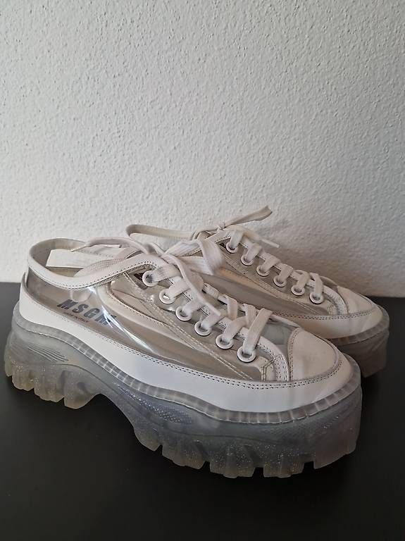 MSGM Damenschuhe: MSGM Weiße Sneaker Gr. 41  transparenter klobiger Sohle – Gebraucht aus Stüsslingen von bluenergy01