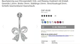 Bauchnabelpiercing Schleife Chirurgenstahl Kristall NEU