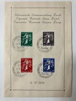 1939, Landi, Kat. 228-231, Sonderblatt Ausgabetag