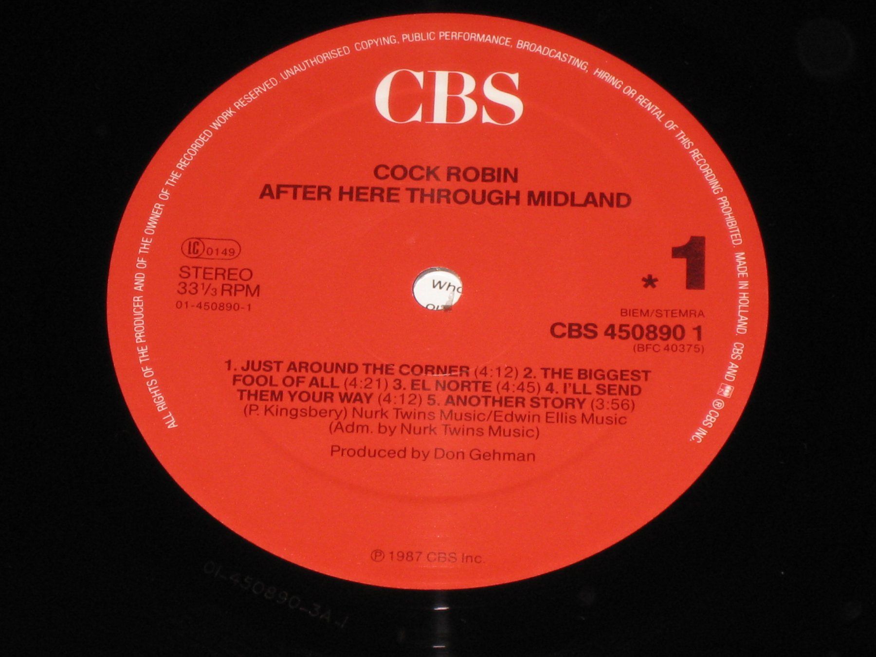 Schallplatten: LP - COCK ROBIN - AFTER HERE THROUGH MIDLAND – Gebraucht aus Steckborn von Quo7 1